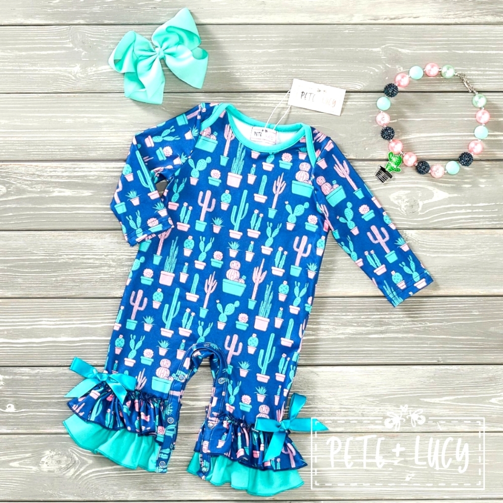 Blue Cactus Girls milk silk romper